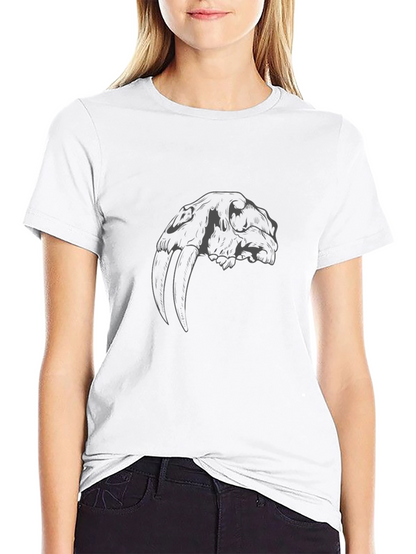 Sabertooth Skull Graphic Tee - Black Cotton Comfort
