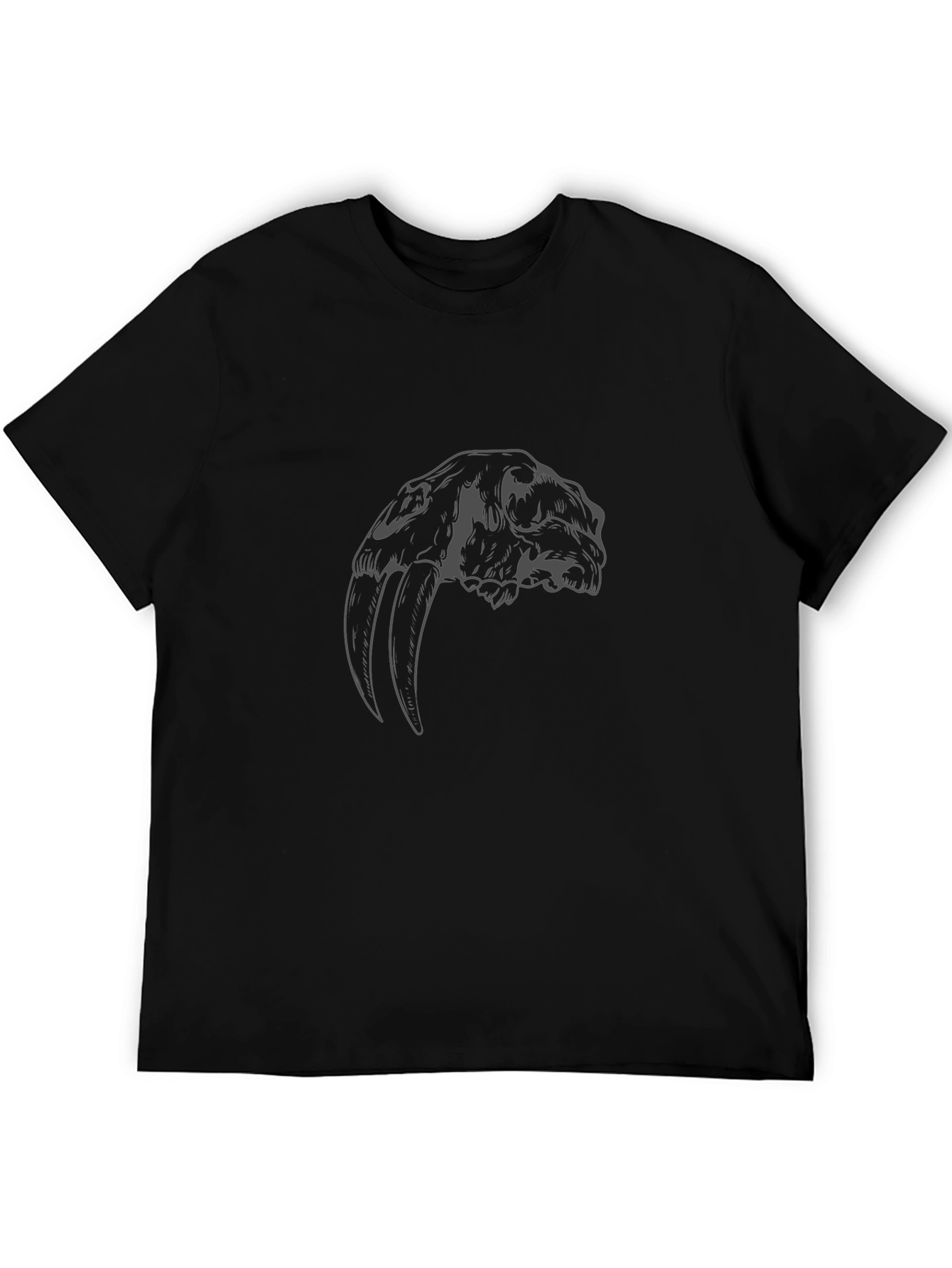 Sabertooth Skull Graphic Tee - Black Cotton Comfort