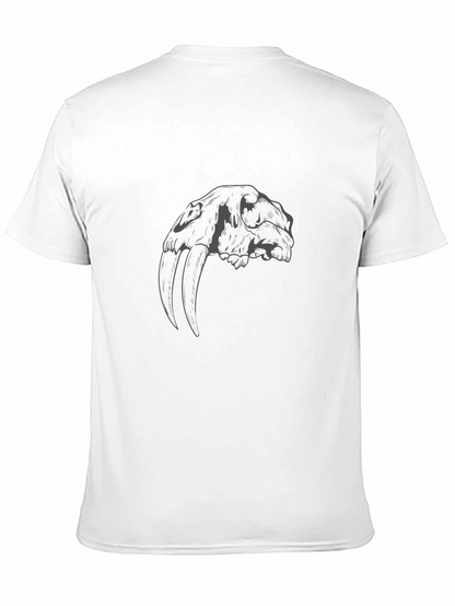 Sabertooth Skull Graphic Tee - Black Cotton Comfort