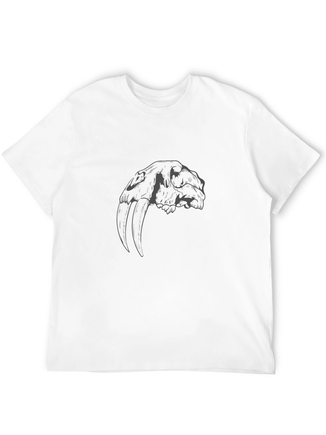 Sabertooth Skull Graphic Tee - Black Cotton Comfort