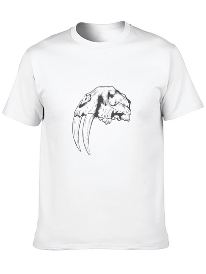 Sabertooth Skull Graphic Tee - Black Cotton Comfort