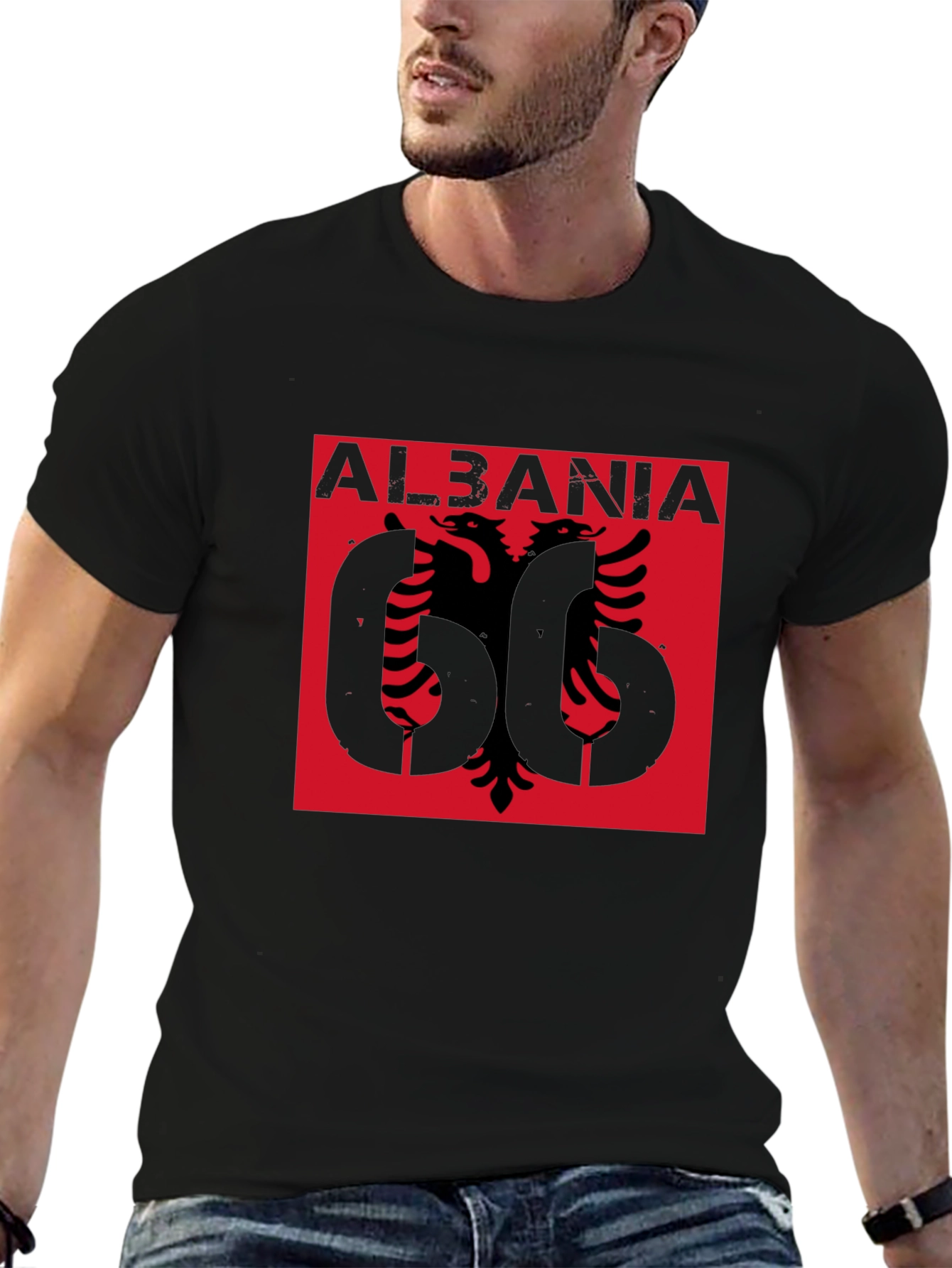 Albania Graphic Tee - Black Short Sleeve T-Shirt