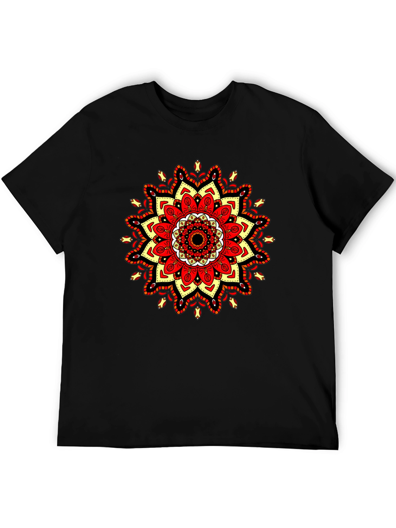 Mandala T-Shirt: Red Yellow & Black Tee