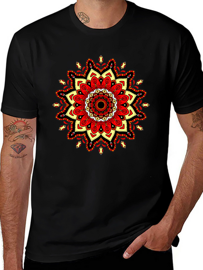 Mandala T-Shirt: Red Yellow & Black Tee
