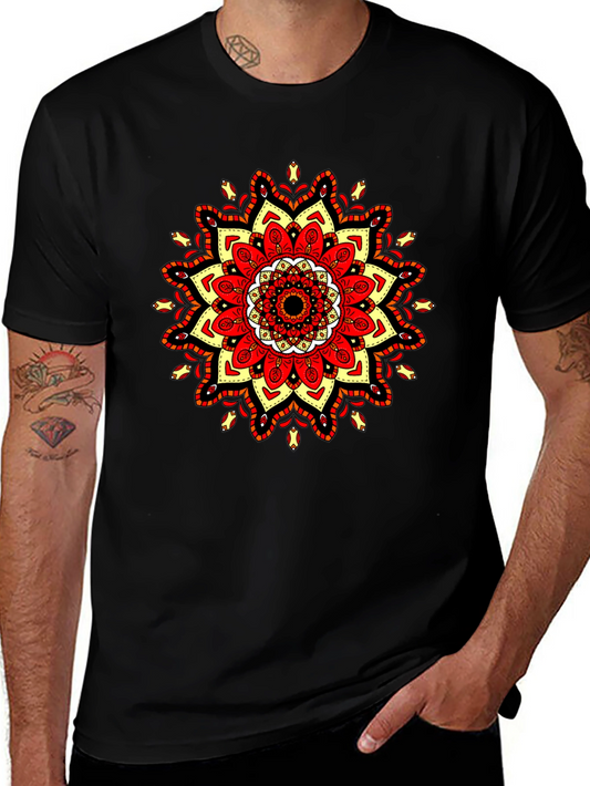 Mandala T-Shirt: Red Yellow & Black Tee
