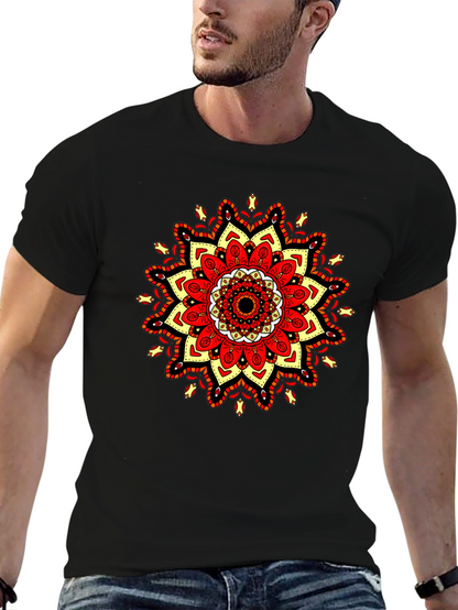 Mandala T-Shirt: Red Yellow & Black Tee