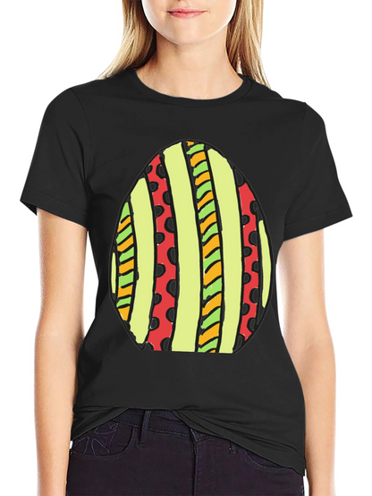 Striped Easter Egg Graphic Tee - Black