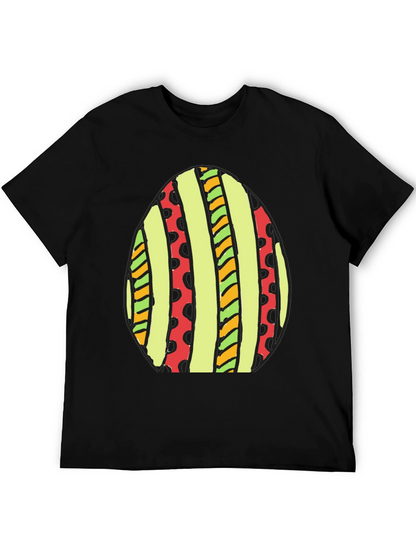 Striped Easter Egg Graphic Tee - Black