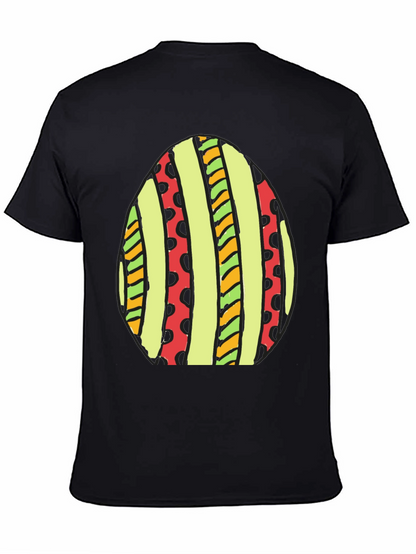 Striped Easter Egg Graphic Tee - Black
