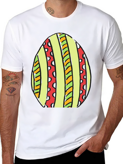 Striped Easter Egg Graphic Tee - Black