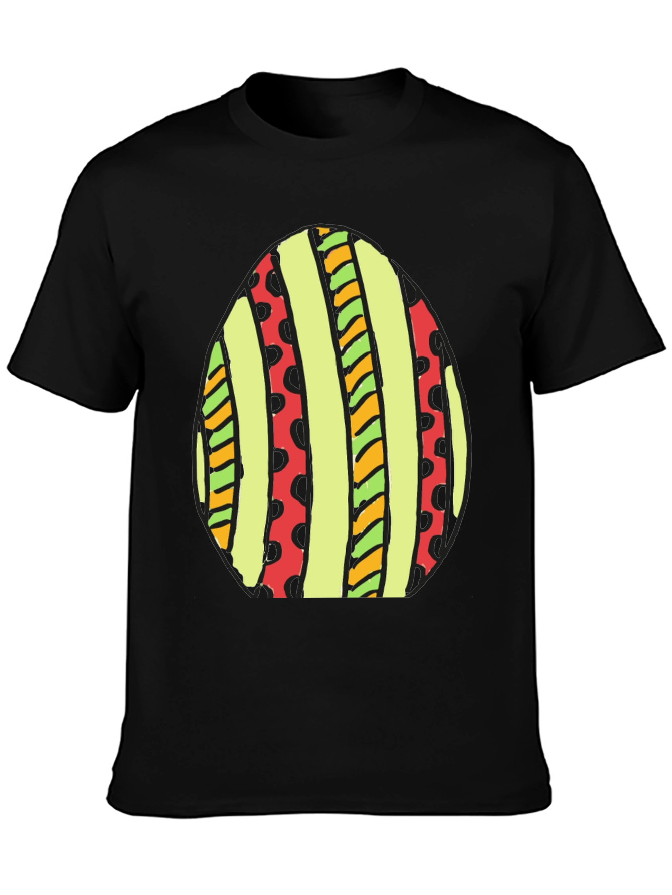 Striped Easter Egg Graphic Tee - Black