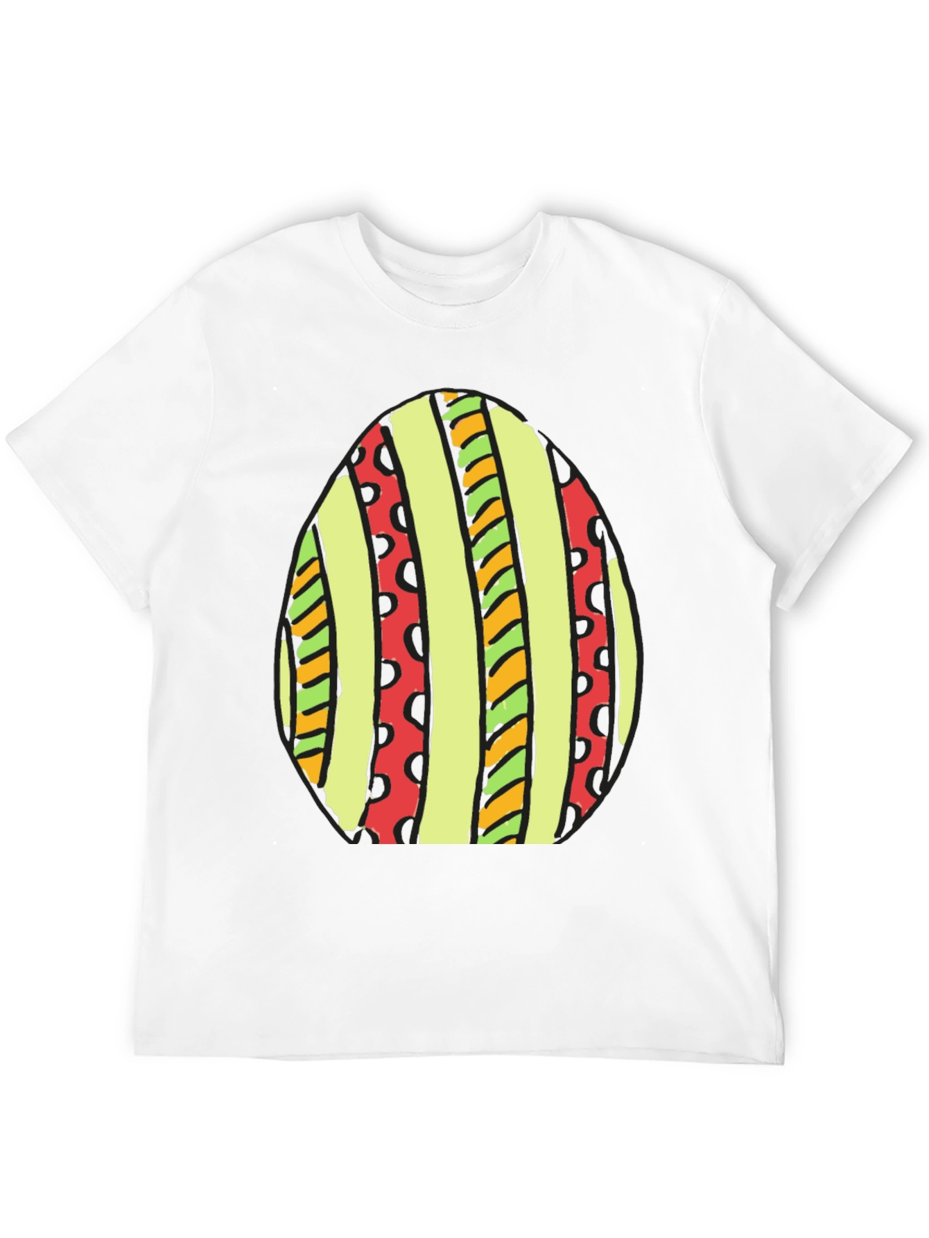 Striped Easter Egg Graphic Tee - Black