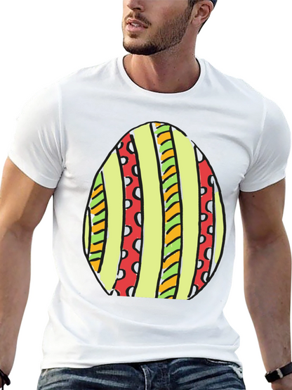 Striped Easter Egg Graphic Tee - Black