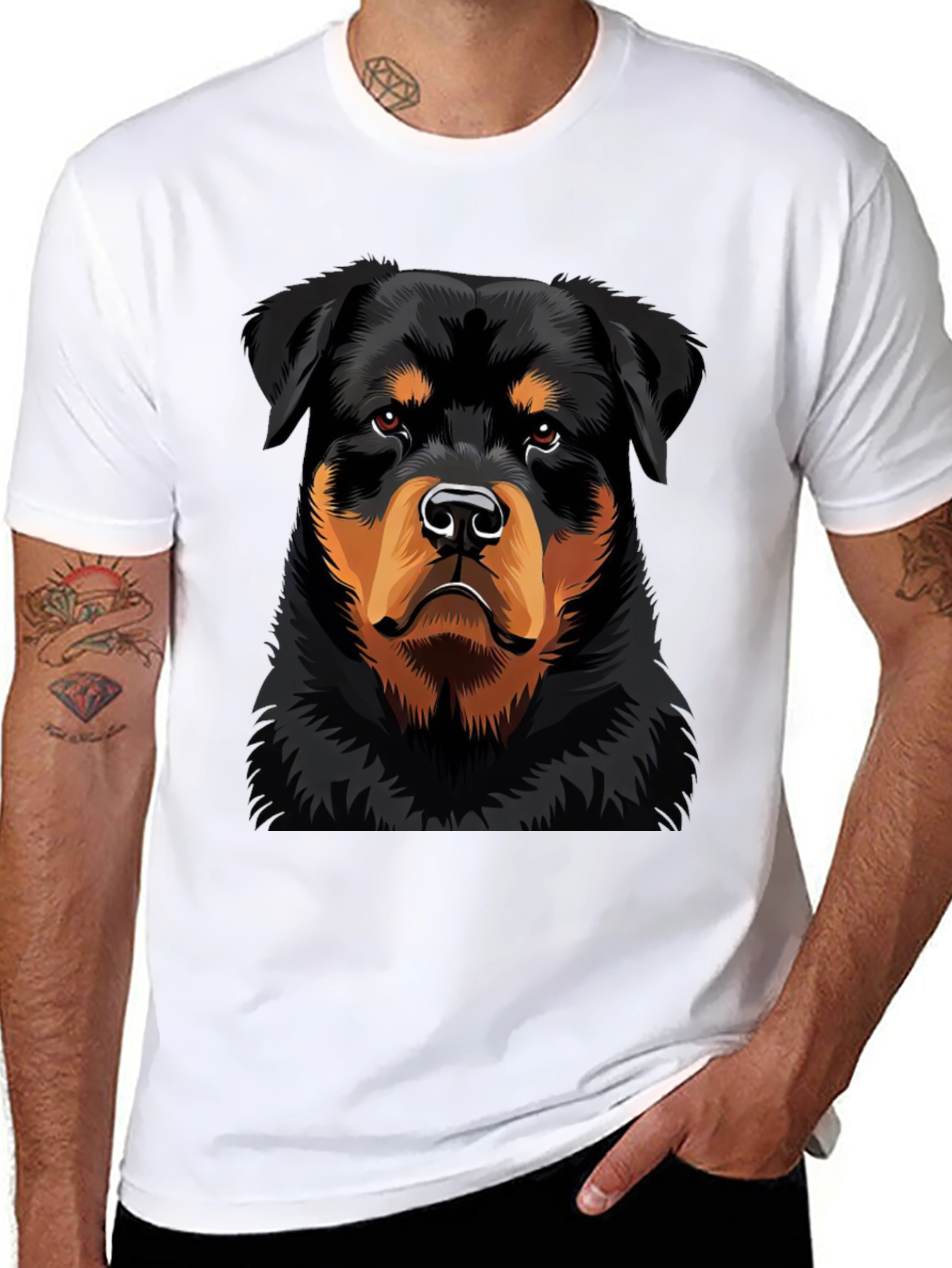 Rottweiler Dog Graphic Black T-Shirt
