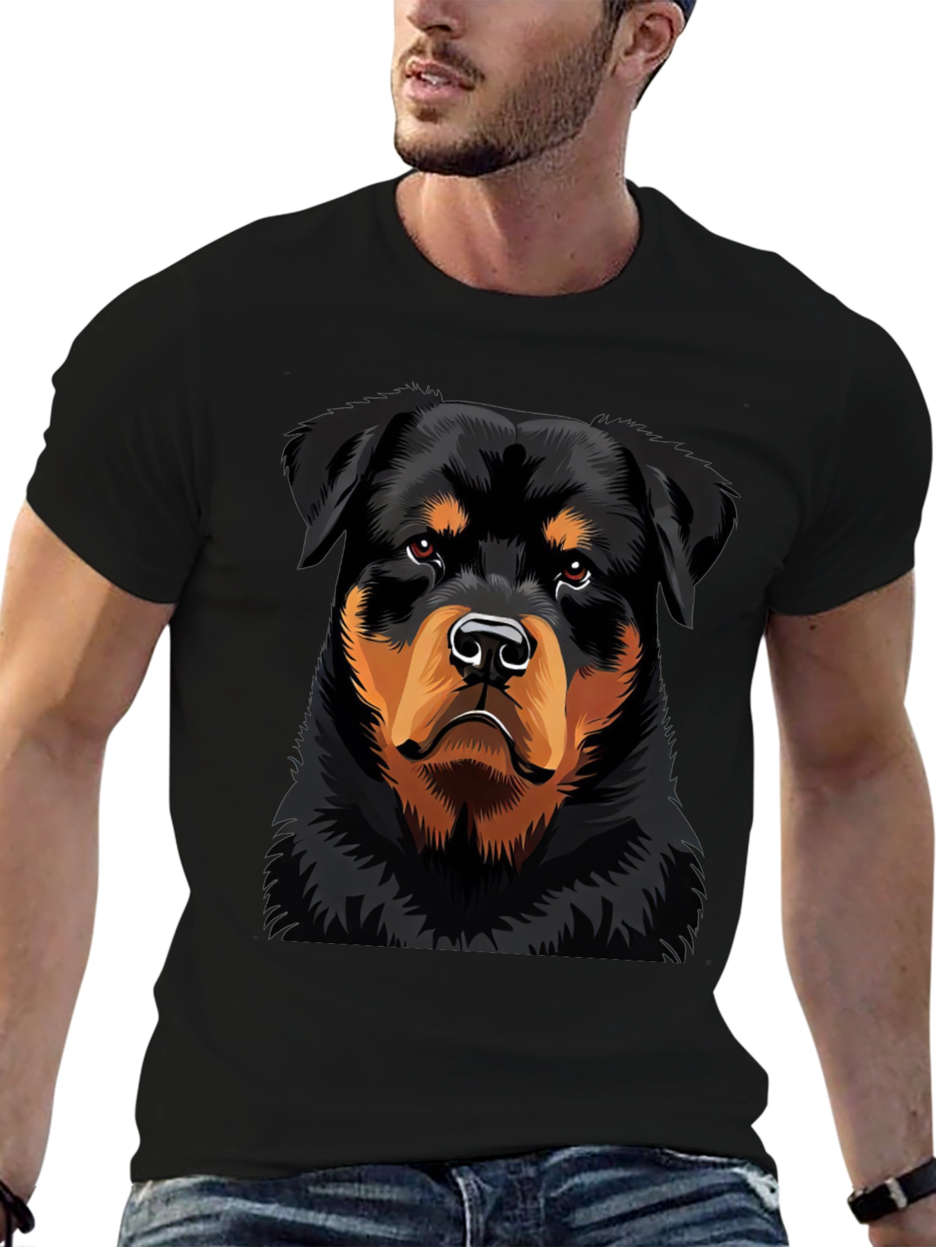 Rottweiler Dog Graphic Black T-Shirt