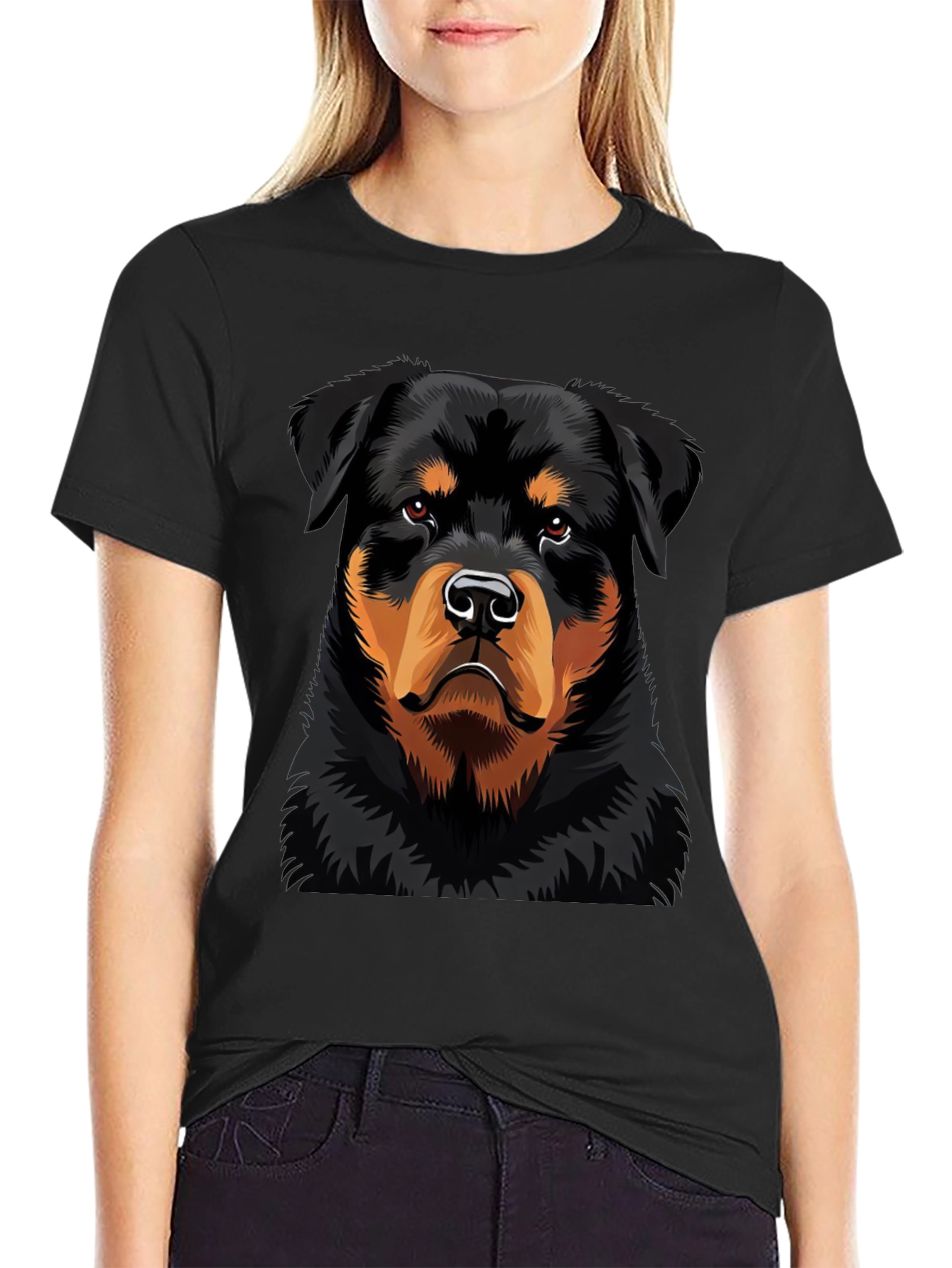 Rottweiler Dog Graphic Black T-Shirt