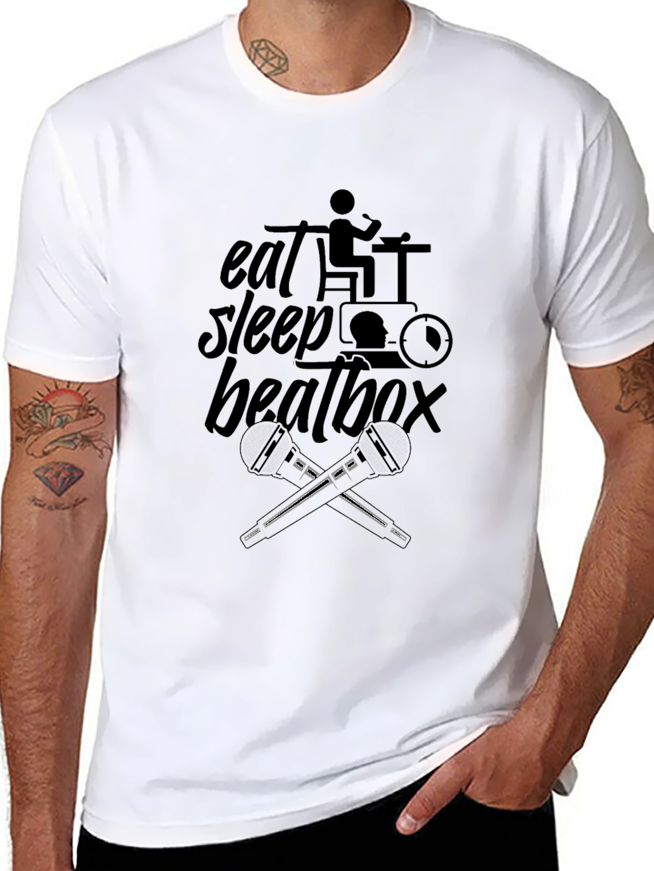 Eat Sleep Beatbox Black Graphic T-Shirt