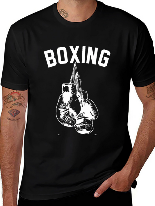 Boxing Gloves Graphic Tee - Black Cotton