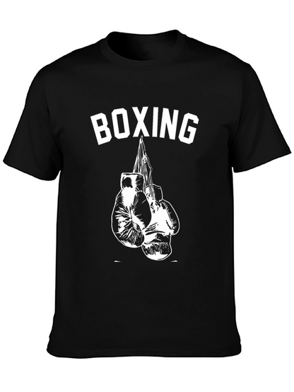 Boxing Gloves Graphic Tee - Black Cotton