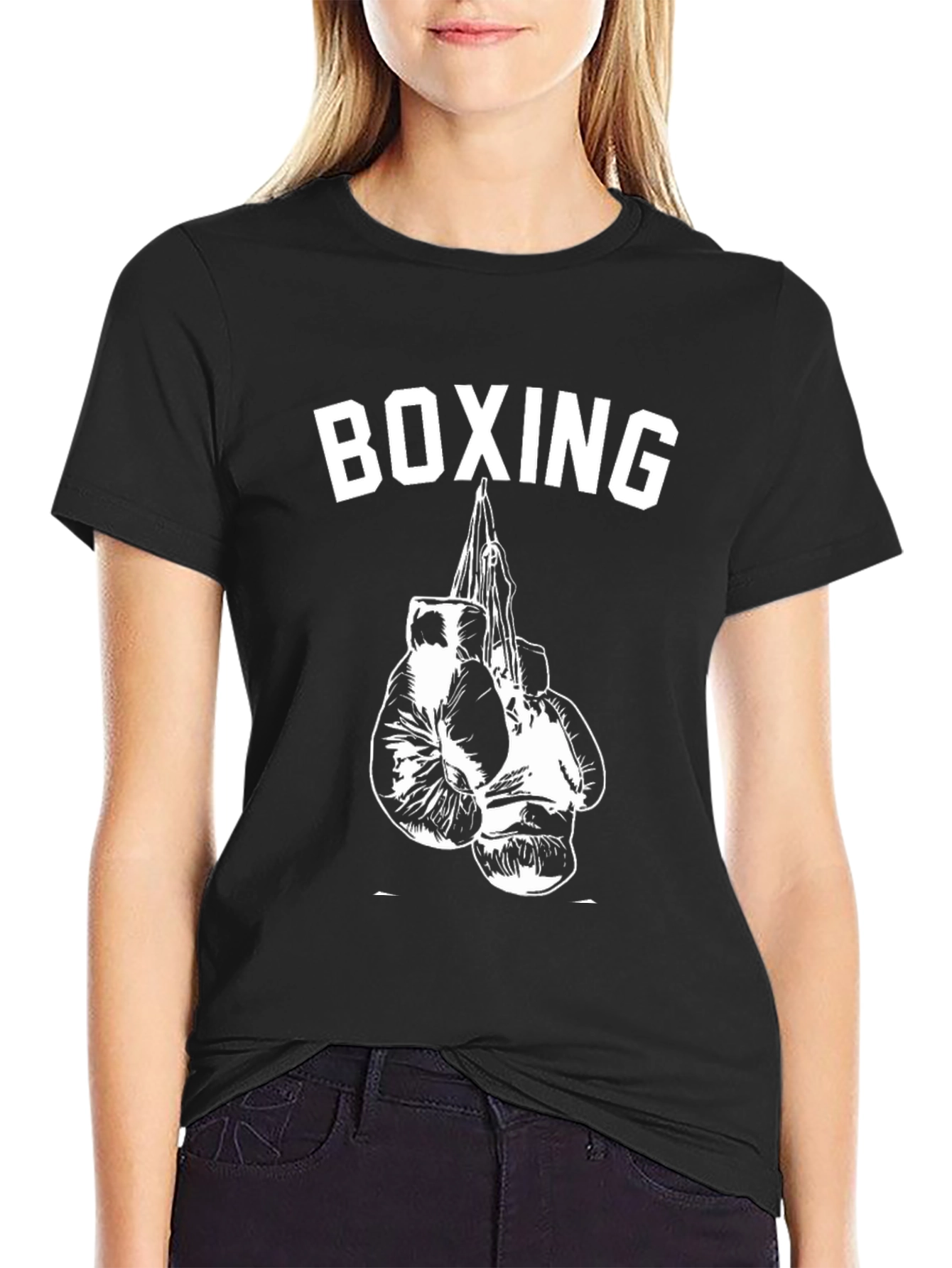 Boxing Gloves Graphic Tee - Black Cotton