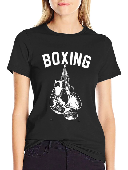 Boxing Gloves Graphic Tee - Black Cotton