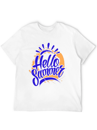 Hello Summer Graphic Print Black T-Shirt