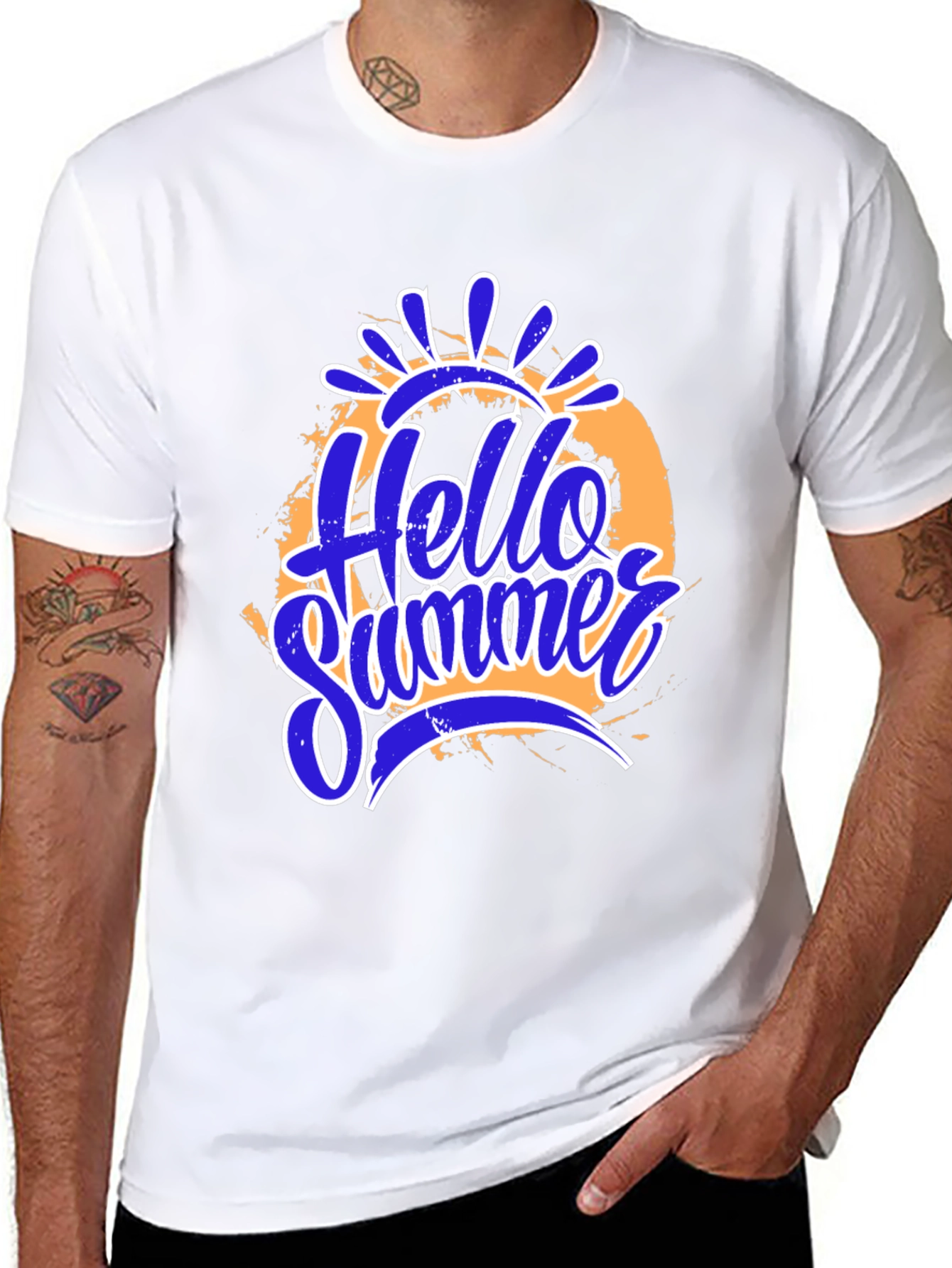 Hello Summer Graphic Print Black T-Shirt