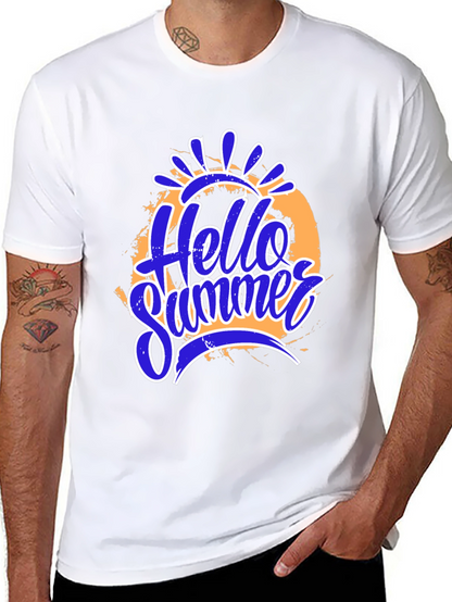 Hello Summer Graphic Print Black T-Shirt