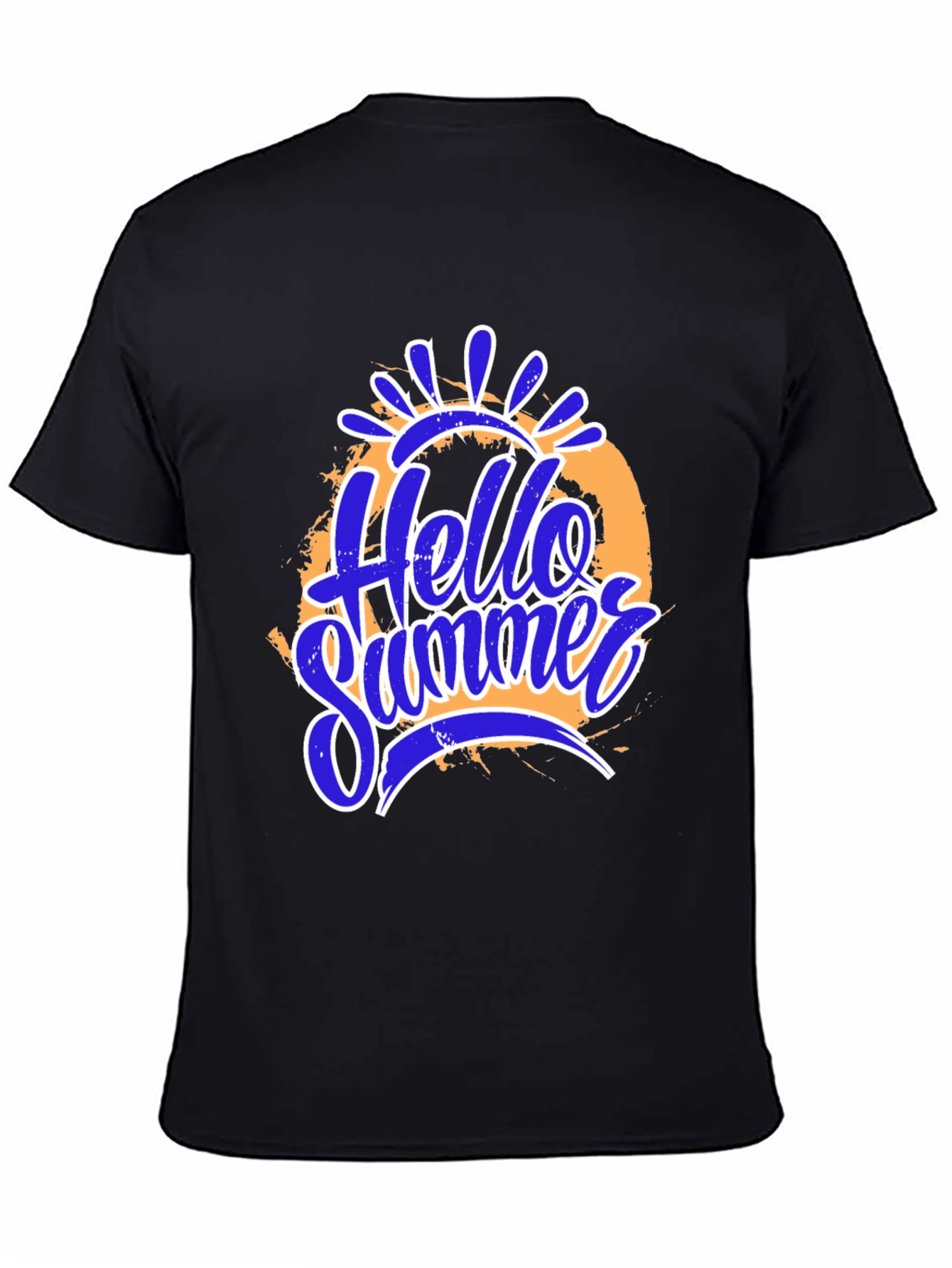 Hello Summer Graphic Print Black T-Shirt