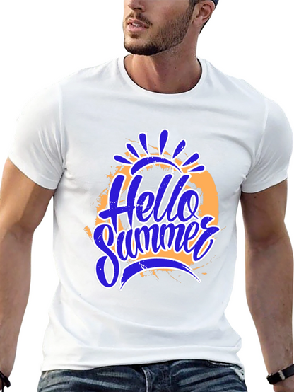 Hello Summer Graphic Print Black T-Shirt