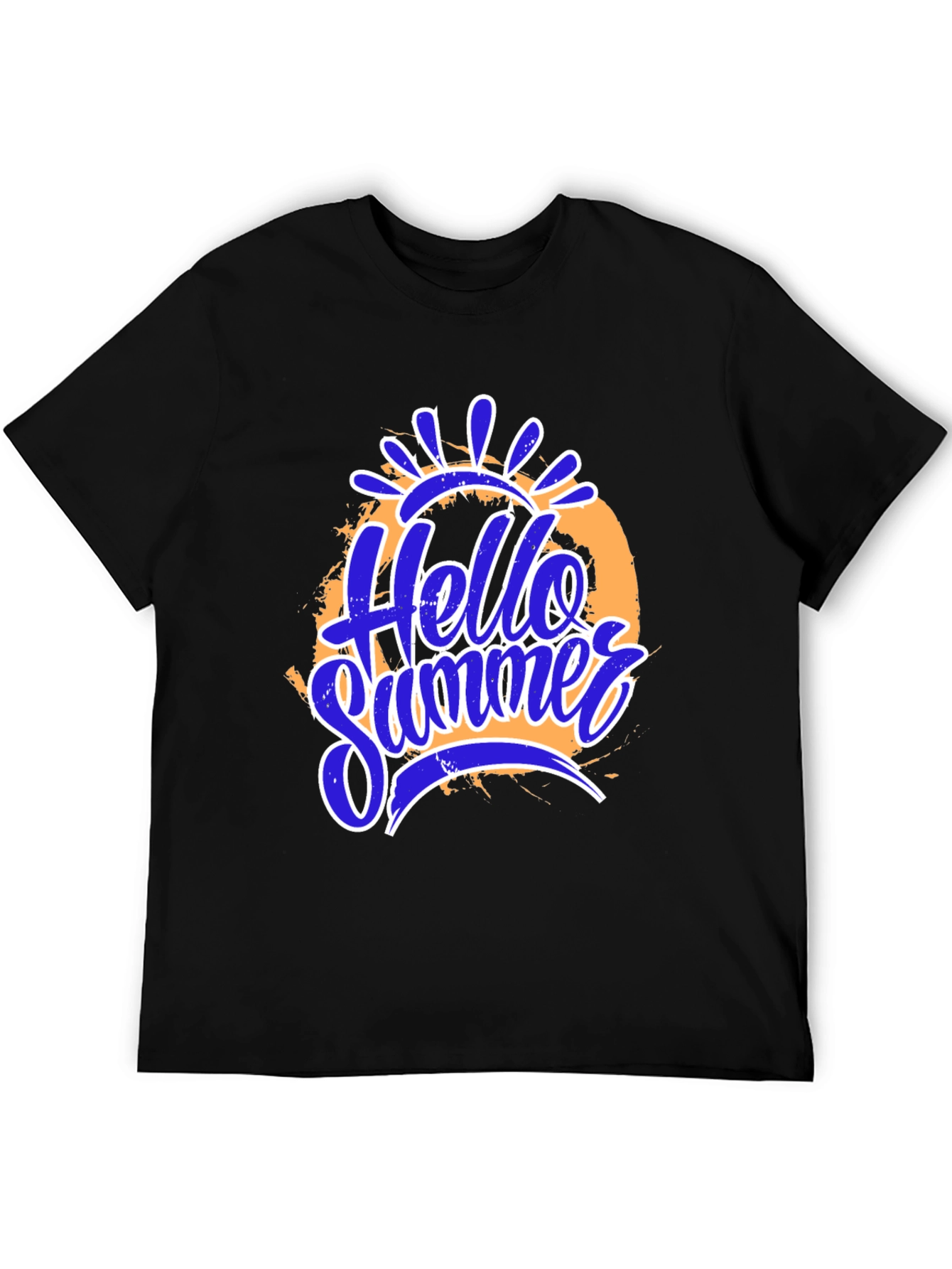 Hello Summer Graphic Print Black T-Shirt