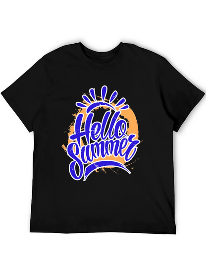 Hello Summer Graphic Print Black T-Shirt