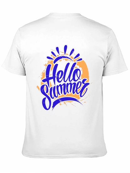 Hello Summer Graphic Print Black T-Shirt