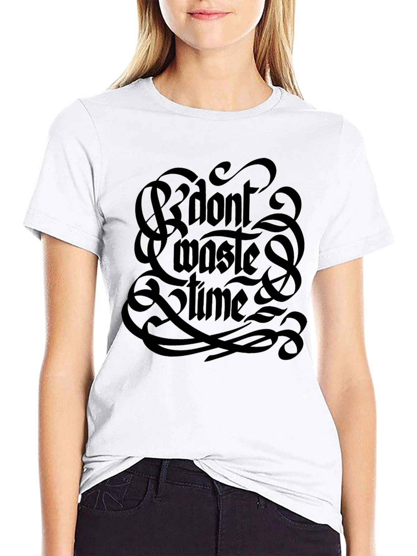 Dont Waste Time Graphic Tee - Stylish Black T-Shirt