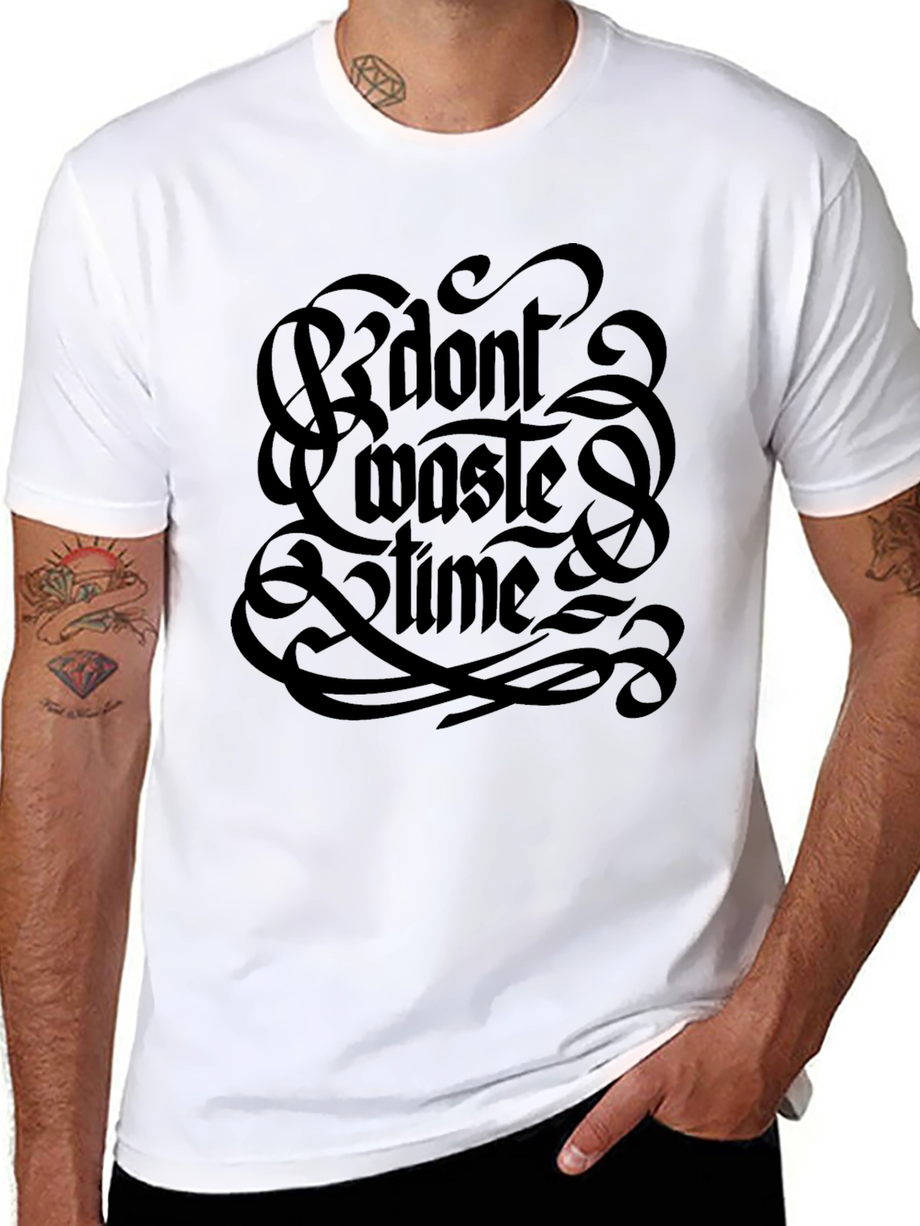 Dont Waste Time Graphic Tee - Stylish Black T-Shirt