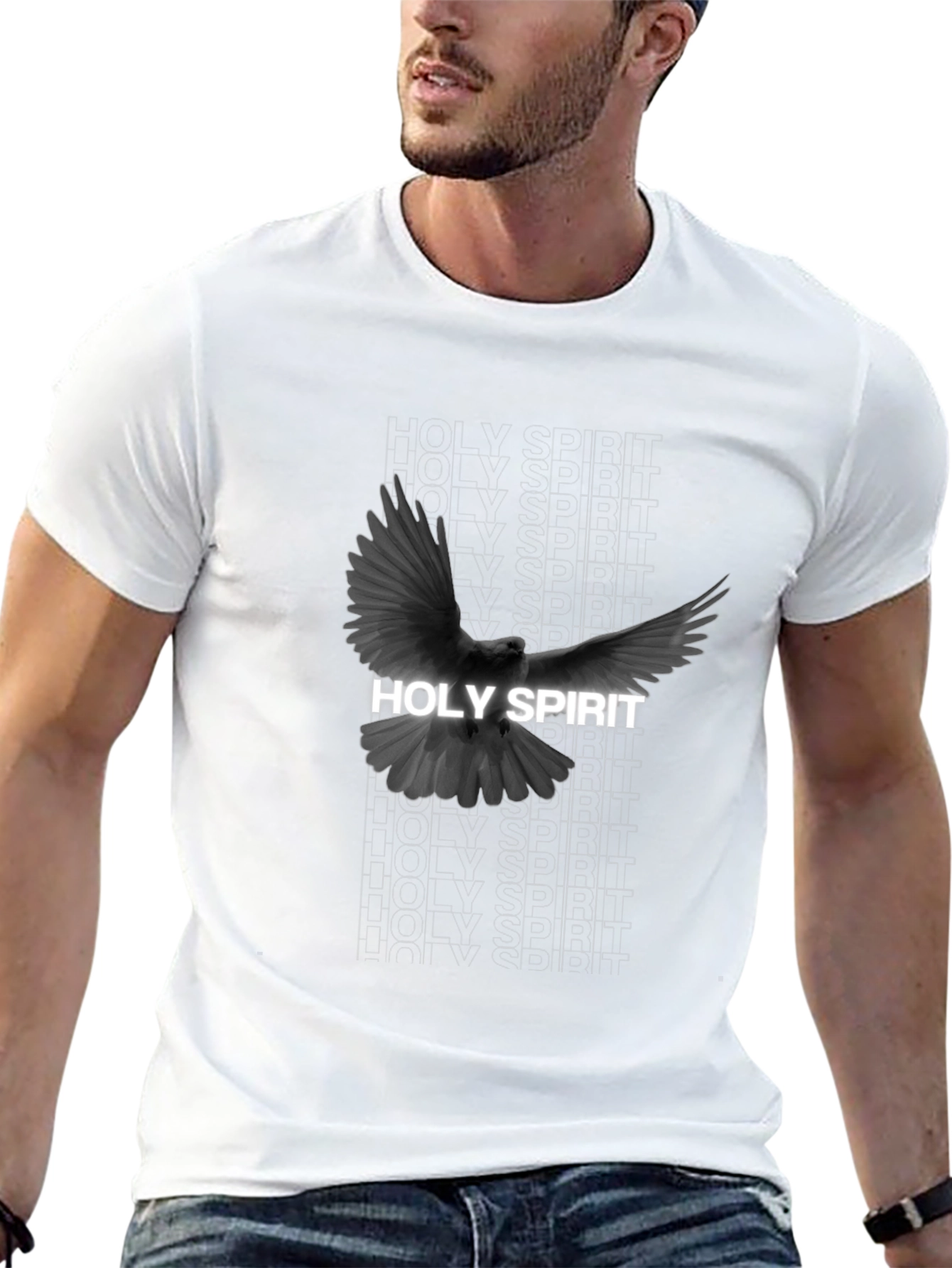 Holy Spirit Dove Graphic Tee - Black Cotton T-Shirt