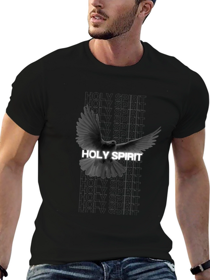 Holy Spirit Dove Graphic Tee - Black Cotton T-Shirt