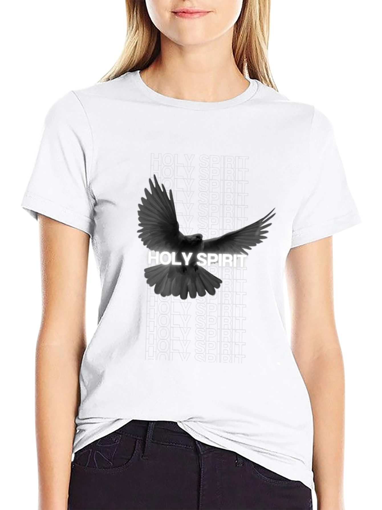 Holy Spirit Dove Graphic Tee - Black Cotton T-Shirt