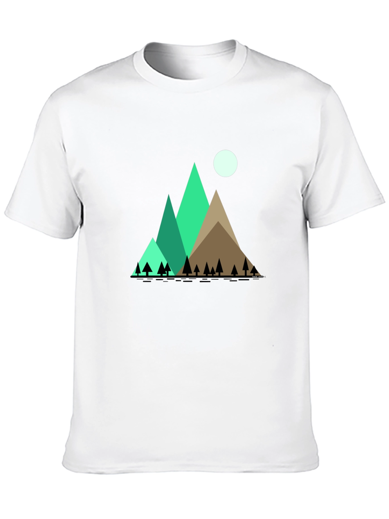 Mountain Scene Graphic Tee - Black Cotton Shirt