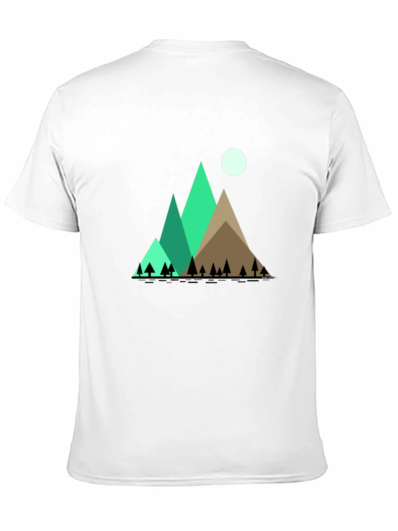 Mountain Scene Graphic Tee - Black Cotton Shirt
