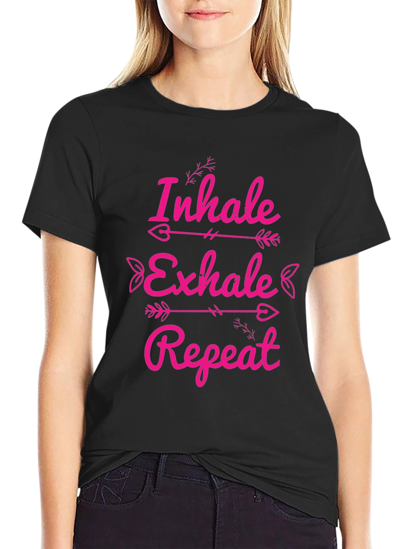 Inhale Exhale Repeat Graphic Tee - Black