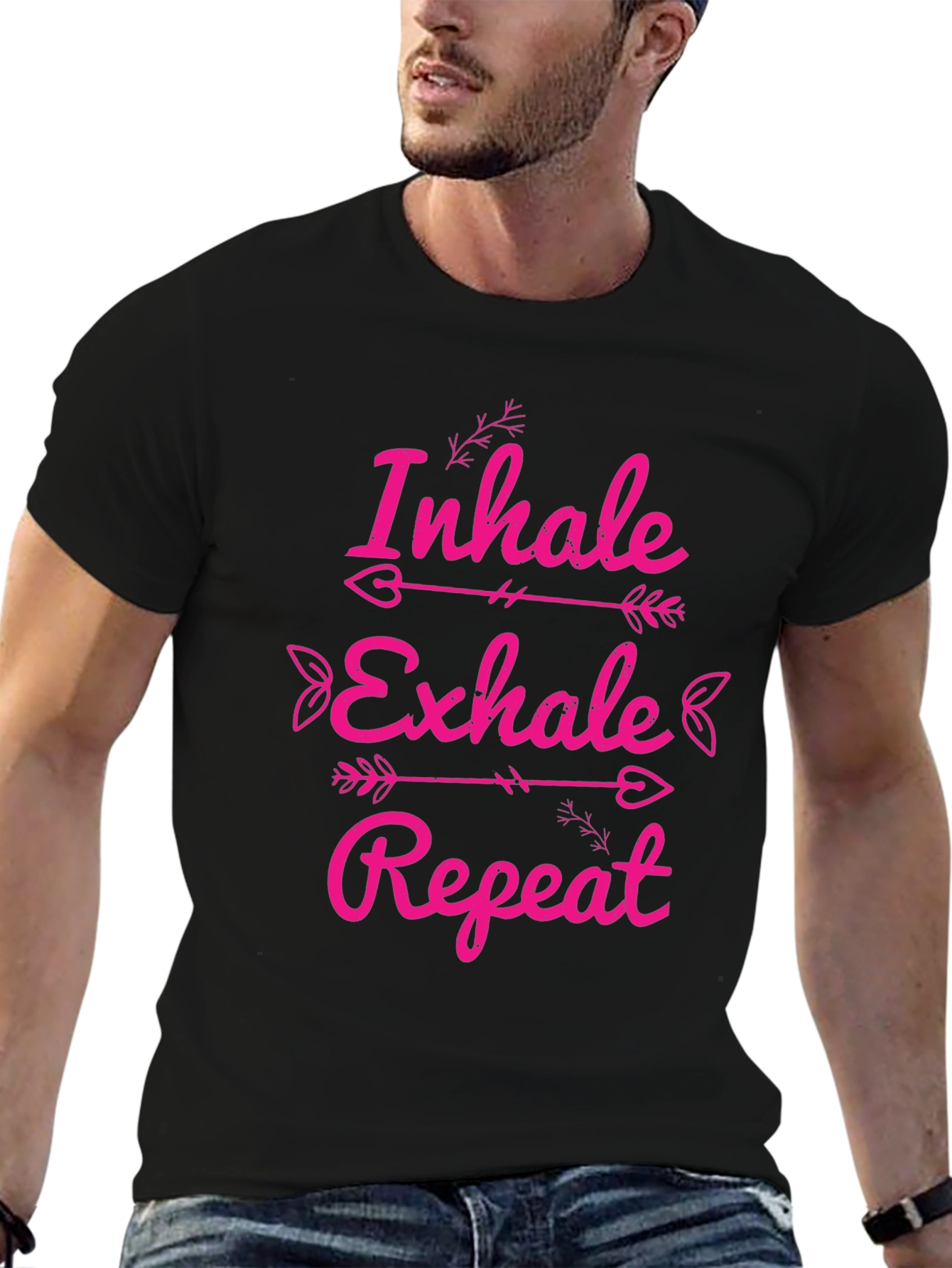 Inhale Exhale Repeat Graphic Tee - Black