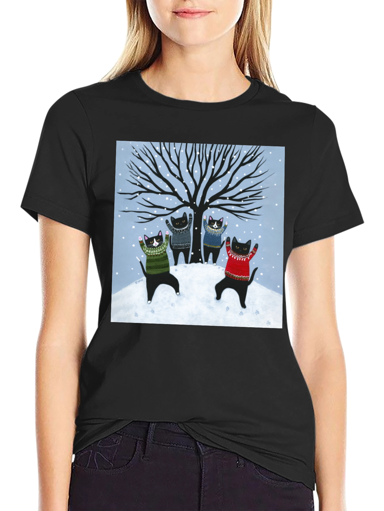 Winter Cat Sweater T-Shirt