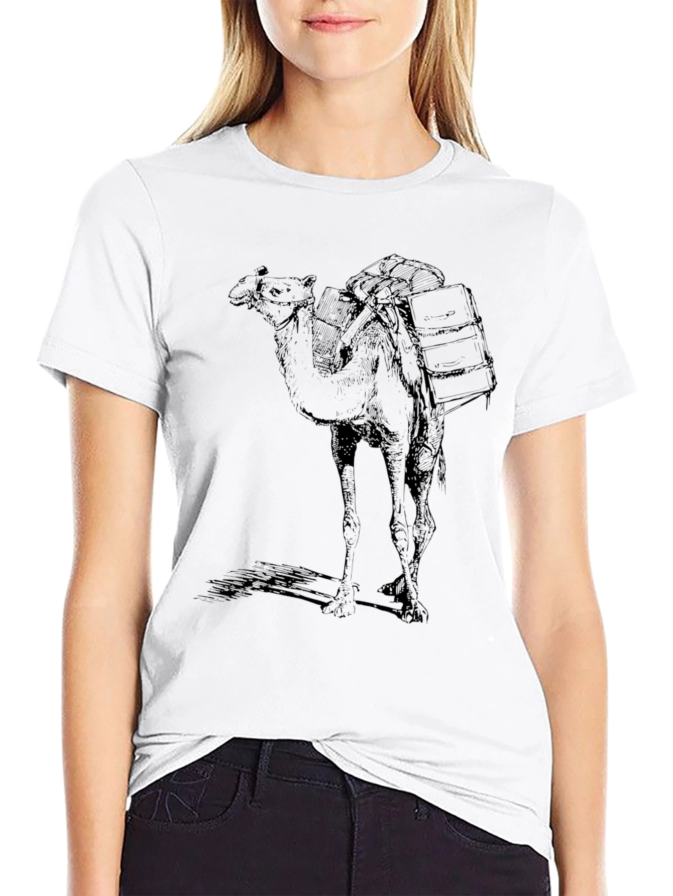 Camel Illustration Black Tee