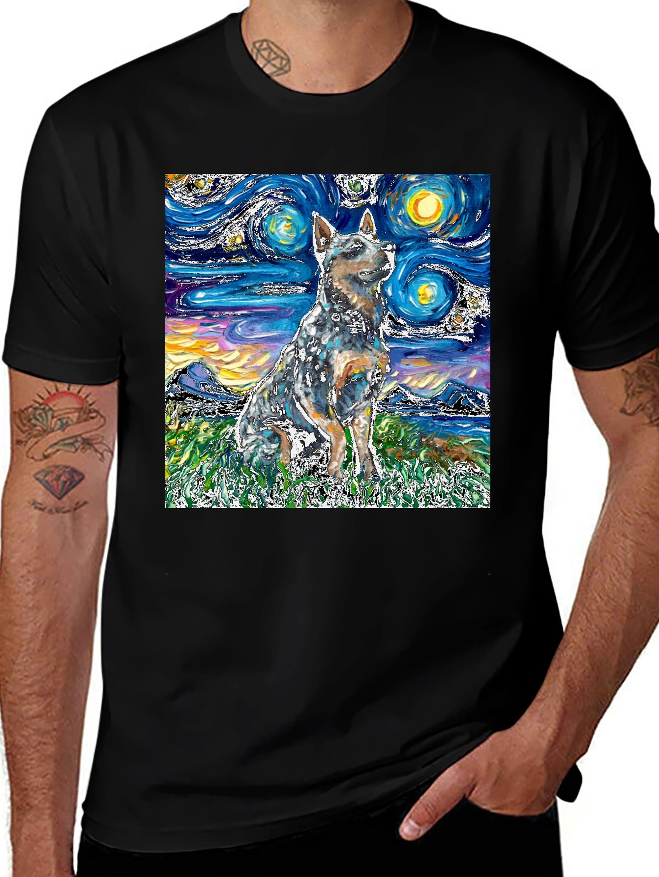 Starry Night Dog T-Shirt - Artistic Pet Tee