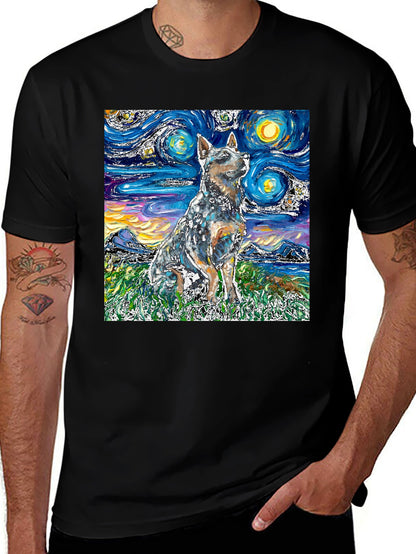 Starry Night Dog T-Shirt - Artistic Pet Tee