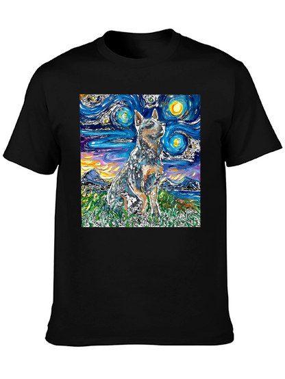 Starry Night Dog T-Shirt - Artistic Pet Tee