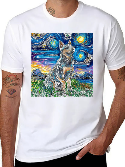 Starry Night Dog T-Shirt - Artistic Pet Tee