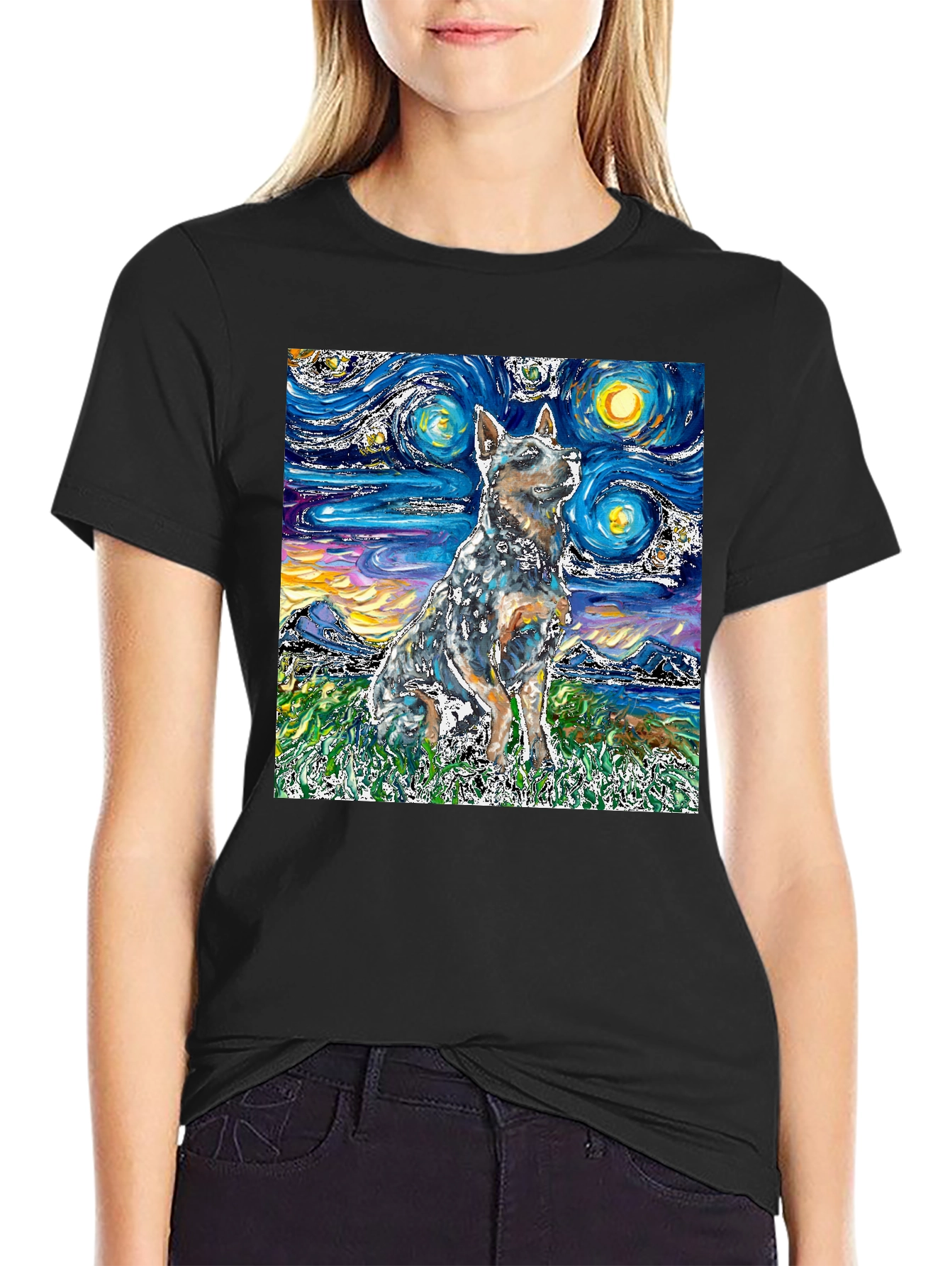 Starry Night Dog T-Shirt - Artistic Pet Tee