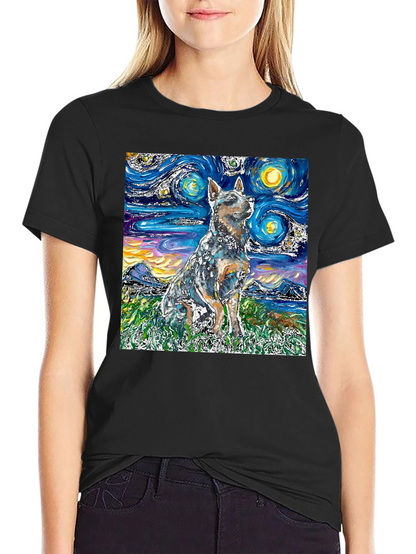 Starry Night Dog T-Shirt - Artistic Pet Tee